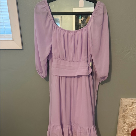 Dokotoo Dresses & Skirts - Lavender Long Sleeve Midi Dress with Scoop Neck